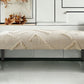 47" Cream and Black Cotton Upholstered Geometric Bench