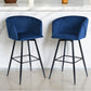 Set of Two 28" Rose And Black Velvet And Steel Low Back Bar Height Bar Chairs