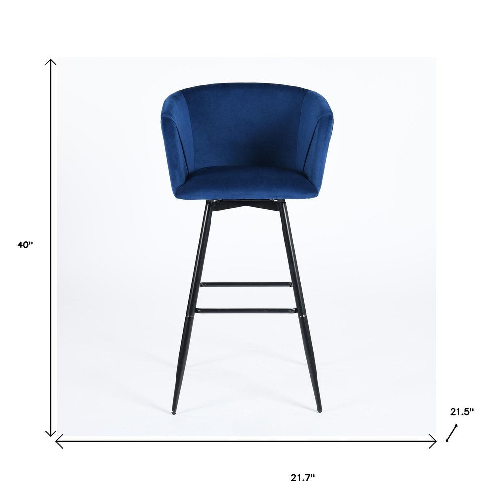 Set of Two 28" Rose And Black Velvet And Steel Low Back Bar Height Bar Chairs