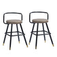 Set of Two 24" Black Steel Low Back Counter Height Bar Chairs