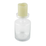 8" Clear Glass Centerpiece Pillar Candle Holder With Candle