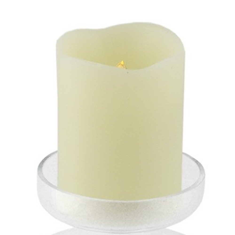 8" Clear Glass Centerpiece Pillar Candle Holder With Candle