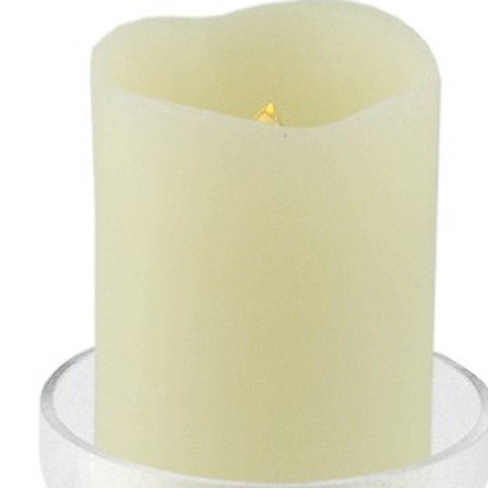 8" Clear Glass Centerpiece Pillar Candle Holder With Candle