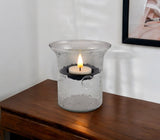 4" Clear Glass Tabletop Hurricane Candle Holder With Candle