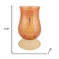 14" Coral Glass Centerpiece Hurricane Candle Holder With Candle
