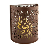 9" Brown Floral Iron Wall Sconce Candle Holder With Candle