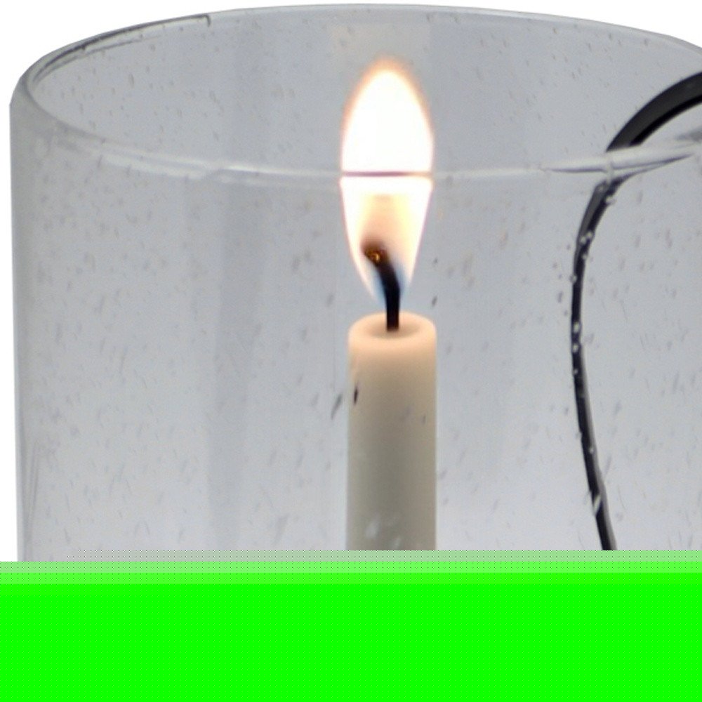 12" Light Gray Glass Centerpiece Taper Candle Holder With Candle