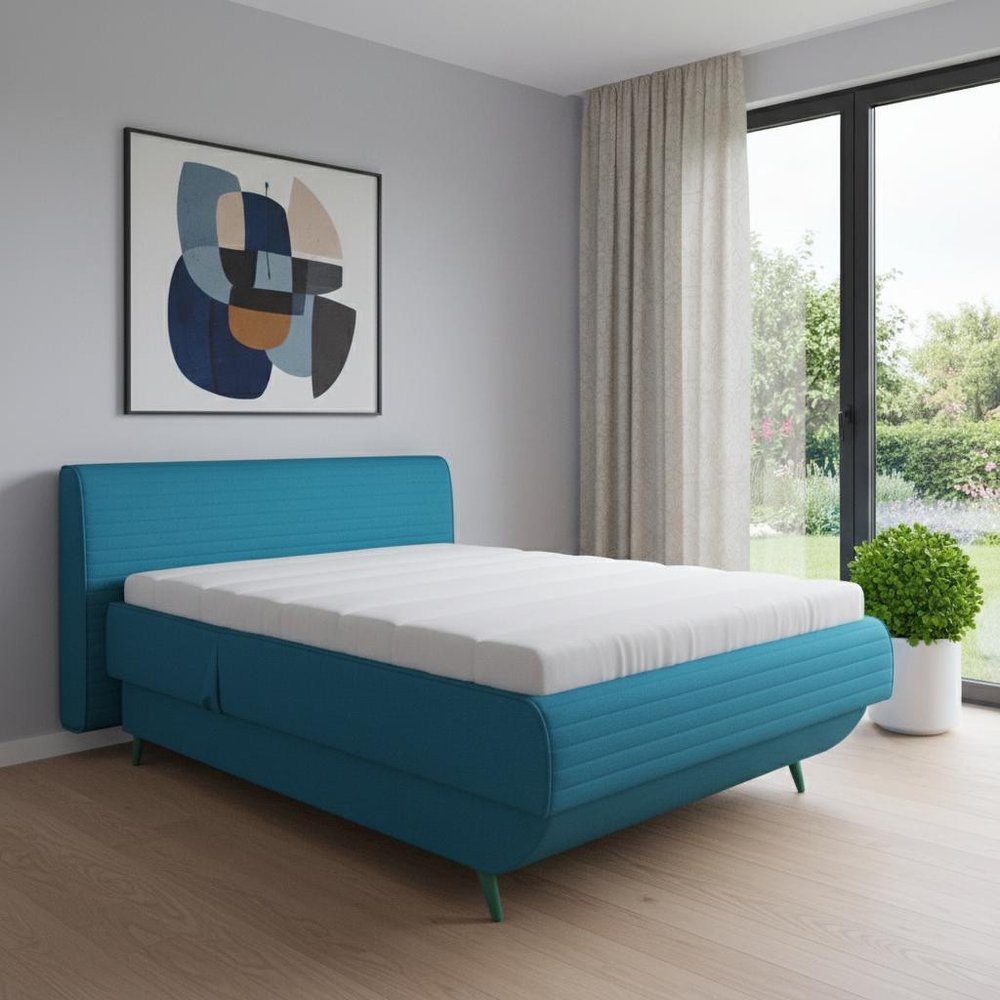 Turquoise Full Adjustable Upholstered Polyester No Bed Frame with Mattress