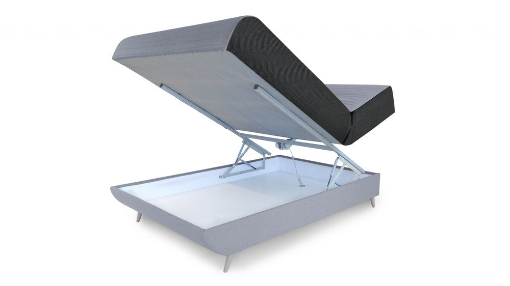 Light Gray Full Adjustable Upholstered Polyester No Bed Frame with Mattress