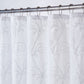 72" White Floral Faux Linen Shower Curtain With Embroidery