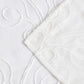 72" White Floral Faux Linen Shower Curtain With Embroidery