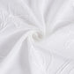 72" White Floral Faux Linen Shower Curtain With Embroidery