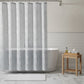 72" Gray Floral Faux Linen Shower Curtain With Embroidery