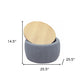 26" Dark Gray and Natural Fabric And Wood Reversible Tray Top Round Storage Ottoman