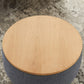 26" Dark Gray and Natural Fabric And Wood Reversible Tray Top Round Storage Ottoman