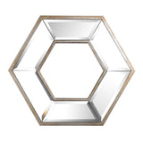 12" Silver Wood Hexagon Framed Accent Mirror