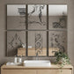 Set of Six Decorative Antiqued Glass Black Metal Framed Mirror Set