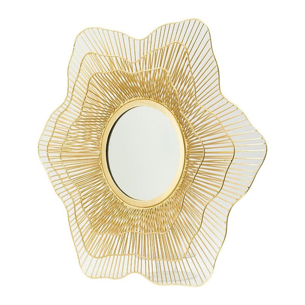 27" Gold Floral Sunburst Iron Framed Accent Mirror
