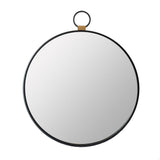 28" Black Round Iron Framed Accent Mirror