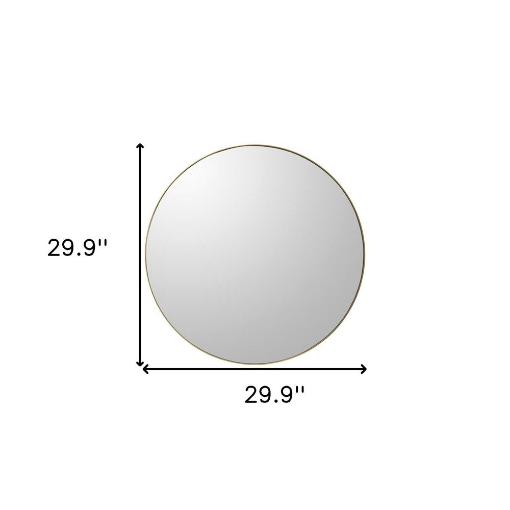 30" Gold Round Wood Framed Accent Mirror