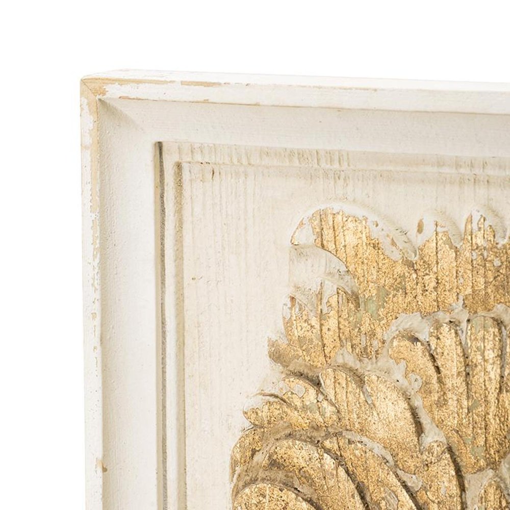 Set of Two 30" White and Gold Wood Framed Accent Mirrors