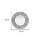 24" Black And White Round Wood And Shell Framed Accent Mirror