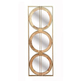 14" Brown and Gold Aluminum and Wood Geometric Framed Accent Mirror