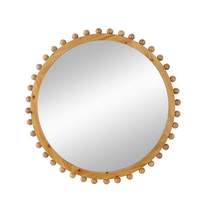34" Brown Abstract Wood Framed Accent Mirror