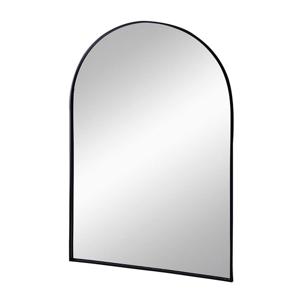 36" Black Arch Metal Framed Accent Mirror