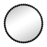 32" Black Round Iron Framed Accent Mirror