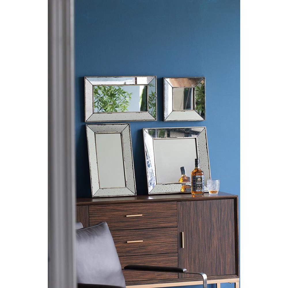 24" Silver Framed Antiqued Accent Mirror