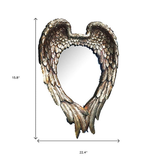 22" Antiqued Gold Heart Resin Framed Accent Mirror
