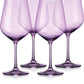 Set of Four Purple Crystal Balloon Bowl Stemmed Red Wine Glass
