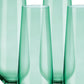 Set of Four Green Crystal Narrowing Shape Stemmed Flute