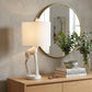17" White Textured Giraffe Table Lamp With White Drum Shade