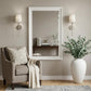 28" White Solid Wood Framed Full Length Hanging Mirror