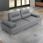 89" Light Gray Leather Convertible Sofa And Toss Pillows With Silver Legs
