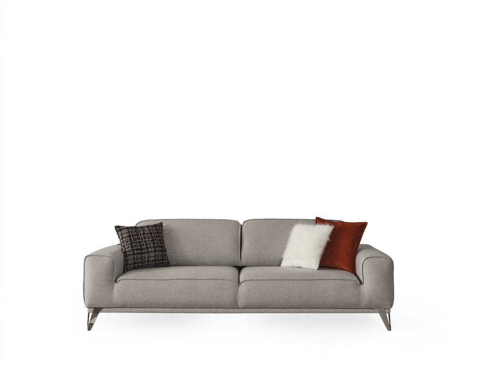 90" Light Gray Linen Sleeper Sofa With Toss Pillows