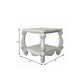 26" Antiqued White Manufactured Wood Square Scroll End Table With Shelf