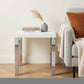 22" Chrome And White High Gloss Square End Table