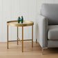 22" Gold And Oak Manufactured Wood And Metal Round End Table