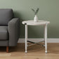 24" Chrome And White Oak Manufactured Wood And Metal Round End Table