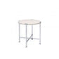 24" Chrome And White Oak Manufactured Wood And Metal Round End Table
