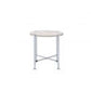24" Chrome And White Oak Manufactured Wood And Metal Round End Table