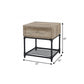 22" Sandy Black And Oak Manufactured Wood And Metal Square End Table With Drawer And Shelf
