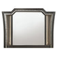 38" Gunmetal Lighted Abstract Wood Framed Mounted Dresser Mirror