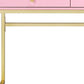 42" Gold And Pink Wood Vanity Table With Mirror And Two Drawers
