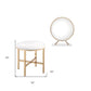 Set of Two Gold Metal And Faux Leather Round Freestanding Makeup Mirror And Stool