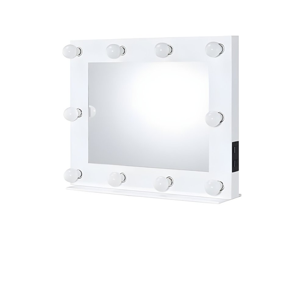 26" White Metal Framed Mounted Accent Mirror