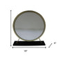 Set of Two Gold Black and White Metal And Faux Fur Freestanding Makeup Mirror And Stool